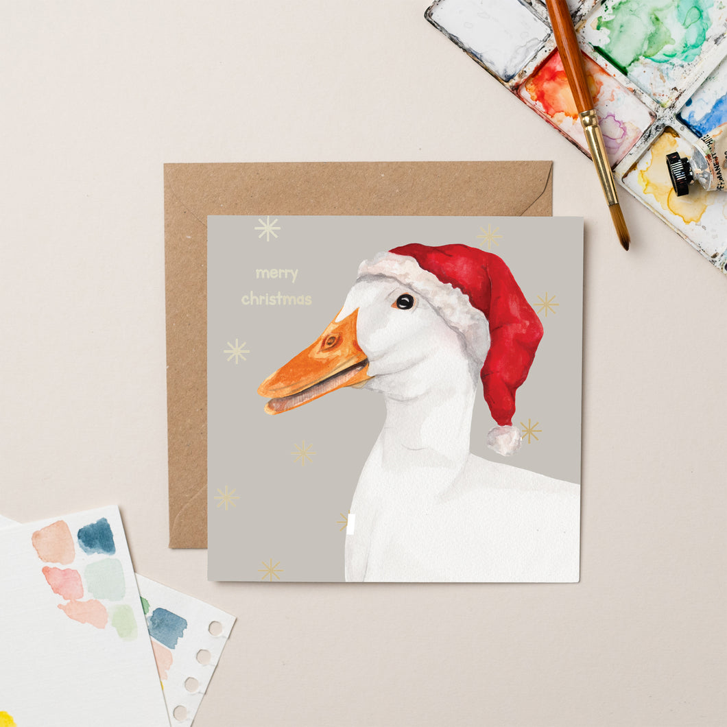 Gold Foil Goose Christmas Card - lil wabbit