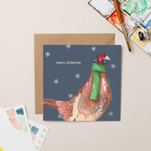 Load image into Gallery viewer, Gold Foil Pheasant Christmas Card - lil wabbit
