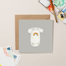Load image into Gallery viewer, Rainbow Baby Grow card - lil wabbit

