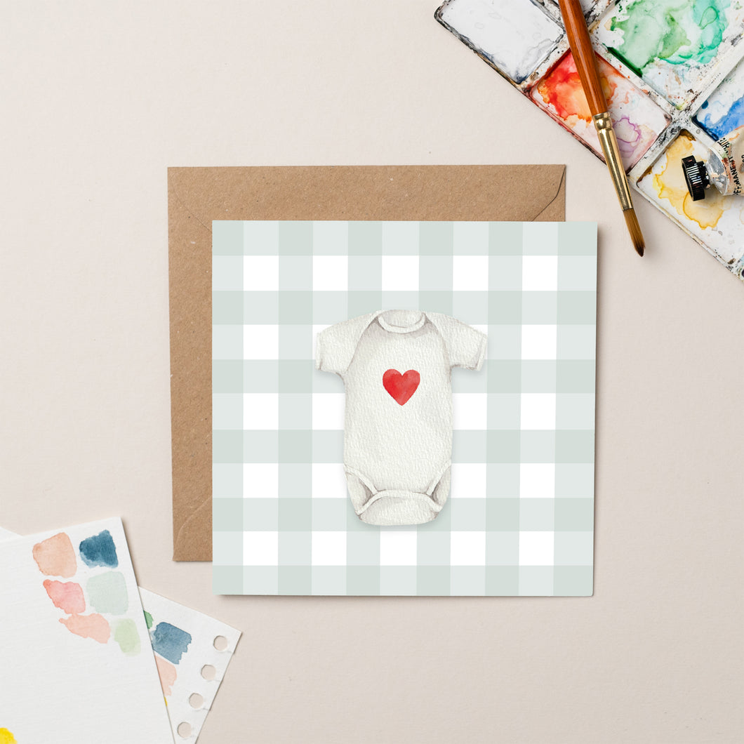 Heart Baby Grow card- lil wabbit