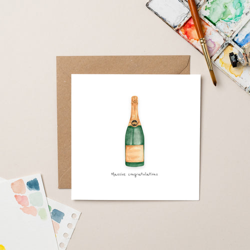 Champagne Congratulations card - lil wabbit