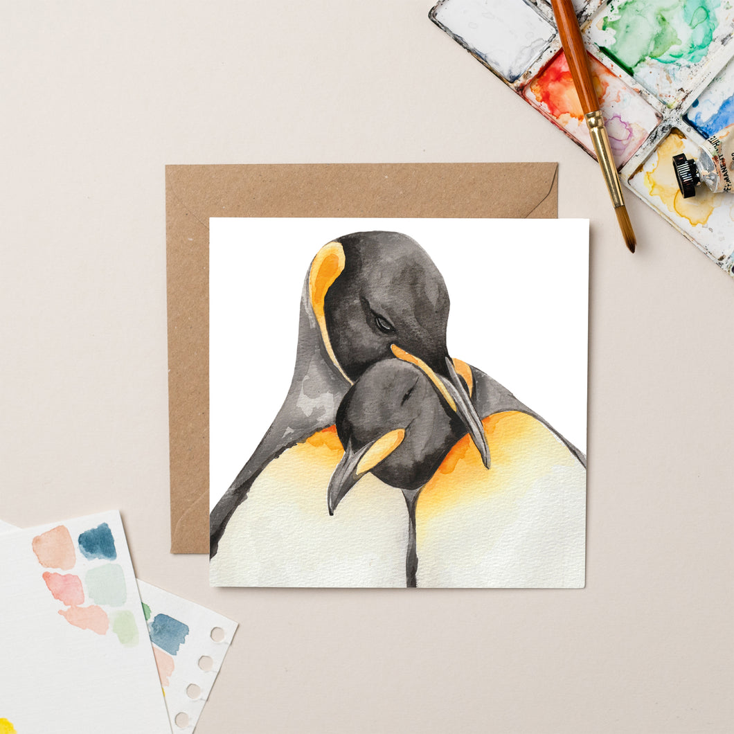 Penguin Love Birds card - lil wabbit