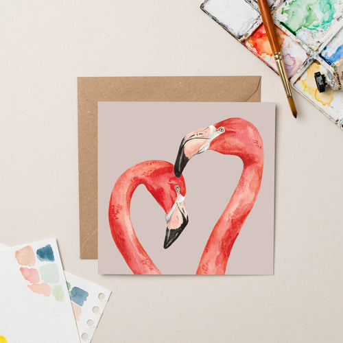 Flamingo Love Birds card - lil wabbit