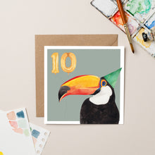 Load image into Gallery viewer, Toucan 10th Birthday card - lil wabbit
