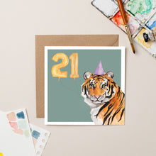 Load image into Gallery viewer, Tiger 21st Birthday card - lil wabbit
