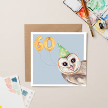 Load image into Gallery viewer, Owl 60th Birthday card - lil wabbit
