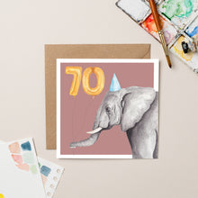 Load image into Gallery viewer, Elephant 70th Birthday card - lil wabbit
