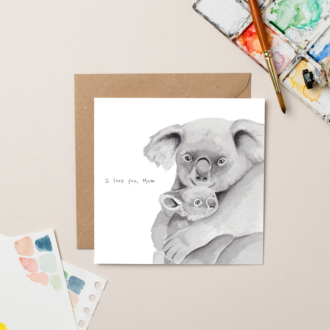 I love you, Mum Koala card - lil wabbit