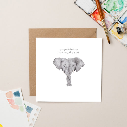 Elephant Tying the Knot Wedding card - lil wabbit
