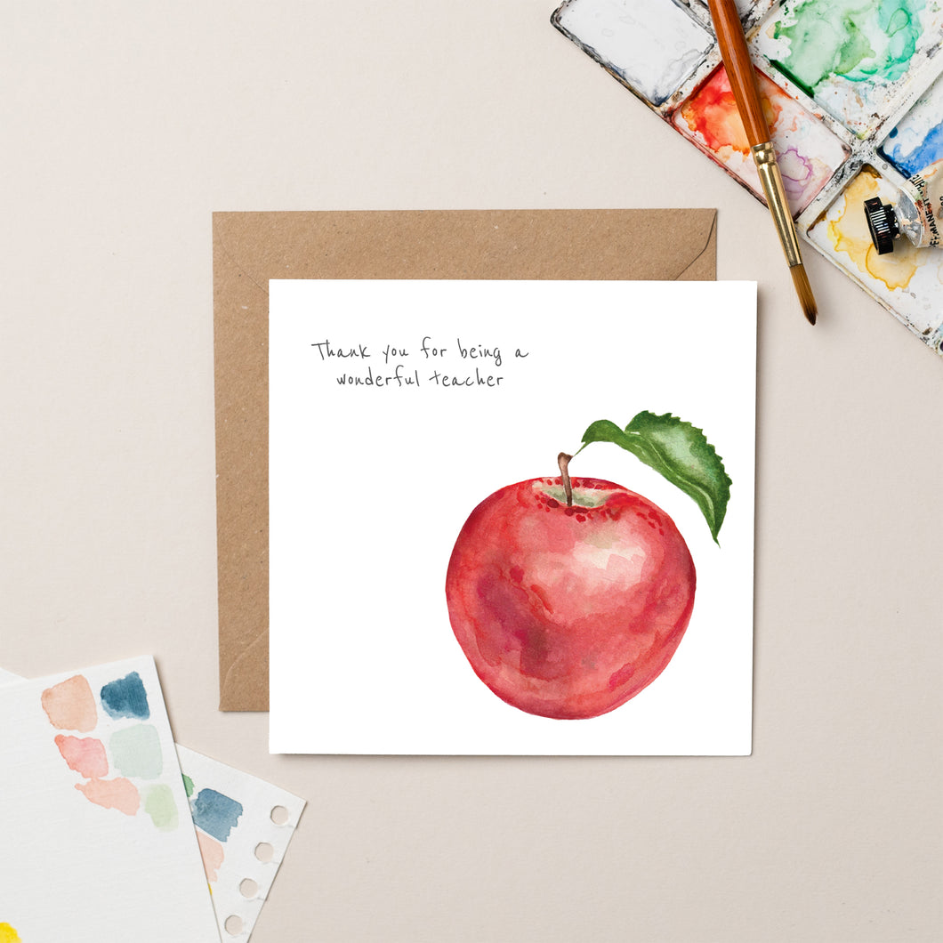 Apple Thank You Teacher card - lil wabbit