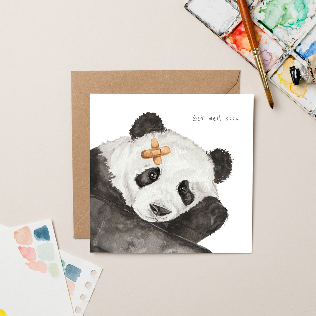 Panda Get Well Soon card - lil wabbit