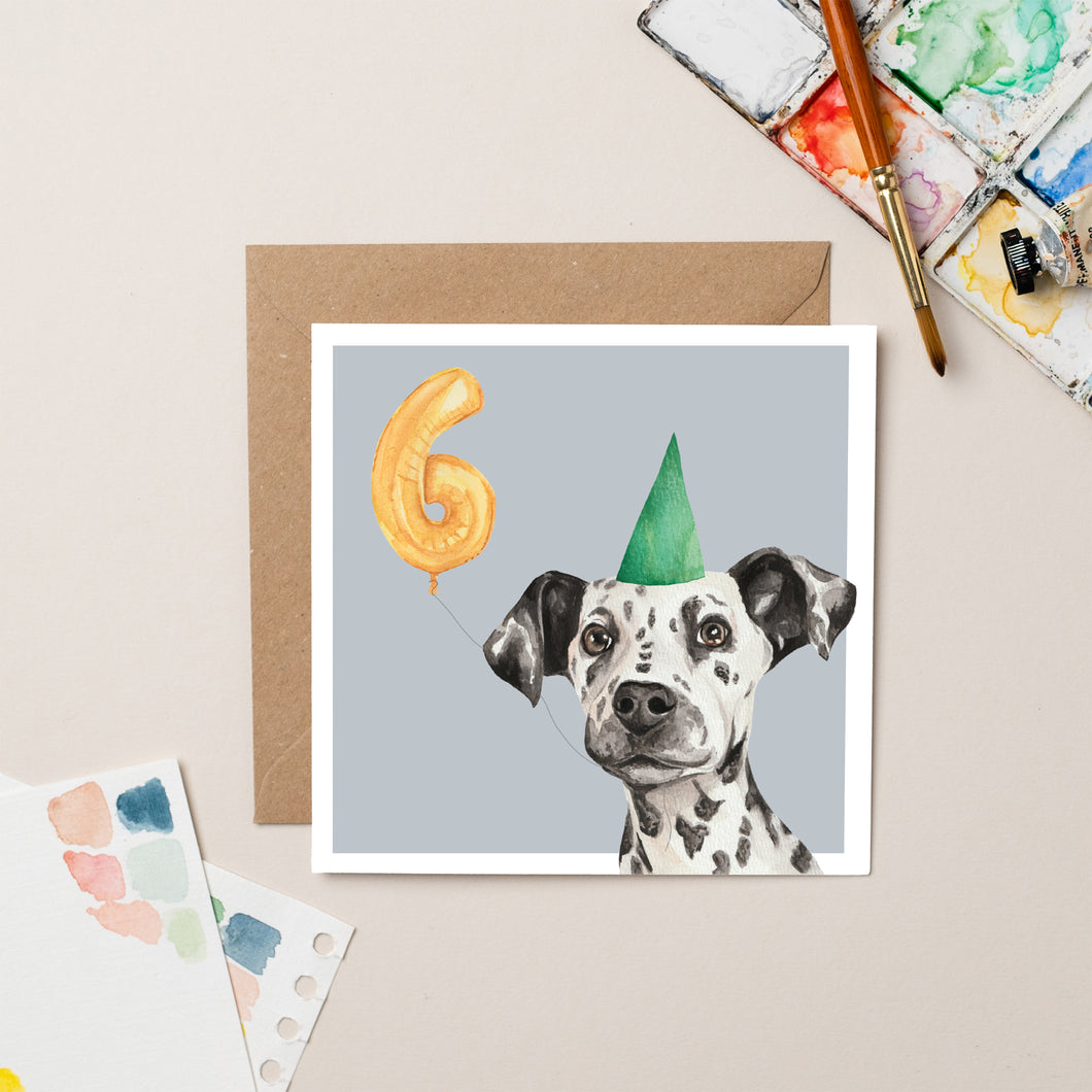 Dalmatian 6th Birthday card - lil wabbit