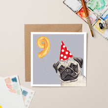 Load image into Gallery viewer, Pug 9th Birthday card - lil wabbit
