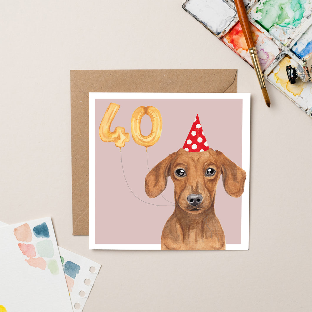 Dachshund 40th Birthday card - lil wabbit