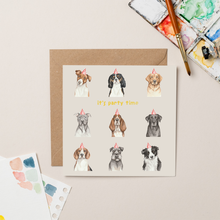 Load image into Gallery viewer, It&#39;s Party Time Dog card with Gold Foil

