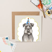 Load image into Gallery viewer, Schnauzer Party card with Gold Foil
