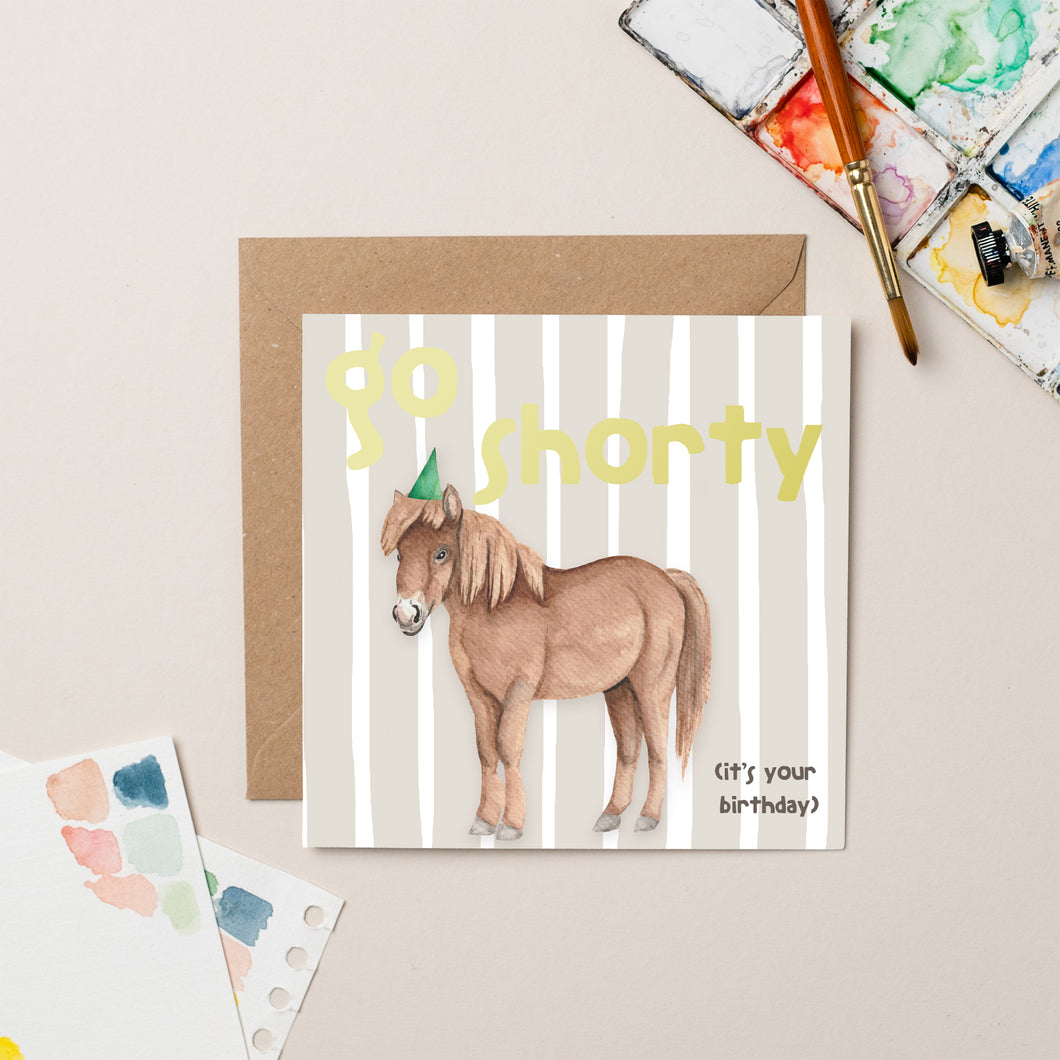 Go Shorty Shetland Birthday card with Gold Foil