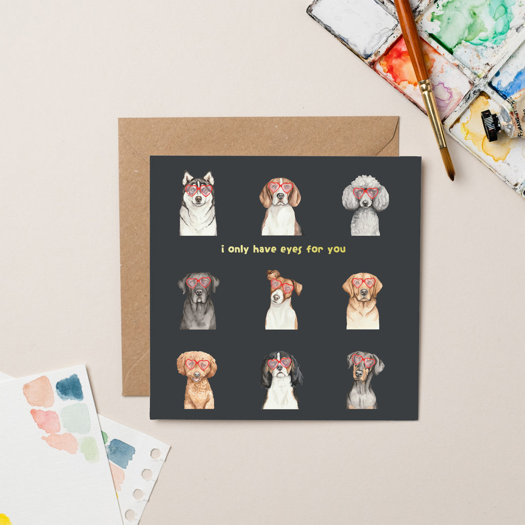 Only Eyes For You Dogs card with Gold Foil