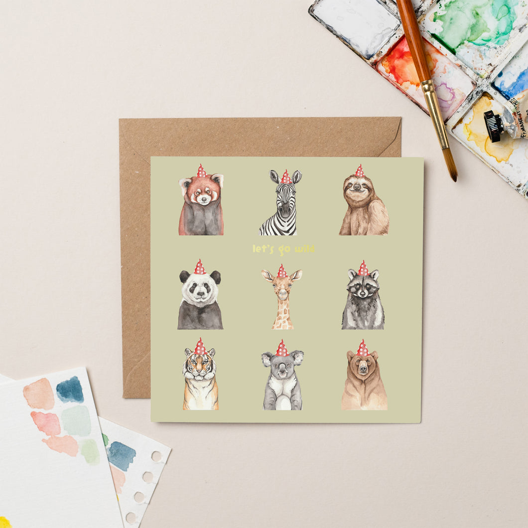 Let's Go Wild Birthday card with Gold Foil