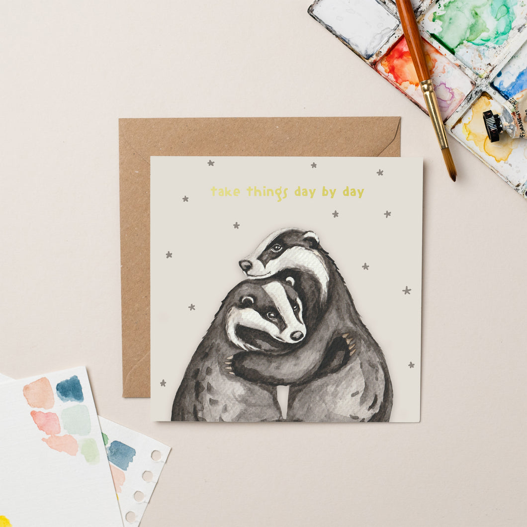 Badger Take Things Day by Day card with Gold Foil