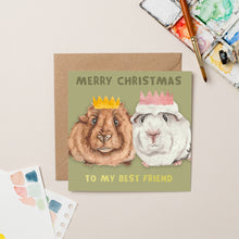 Load image into Gallery viewer, Guinea Pig Christmas Best Friend card with Gold Foil
