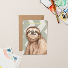 Load image into Gallery viewer, Sloth Birthday card with Gold Foil
