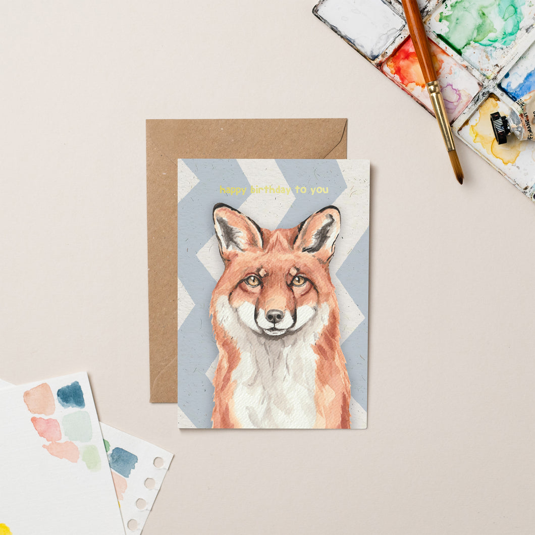 Fox Birthday card with Gold Foil