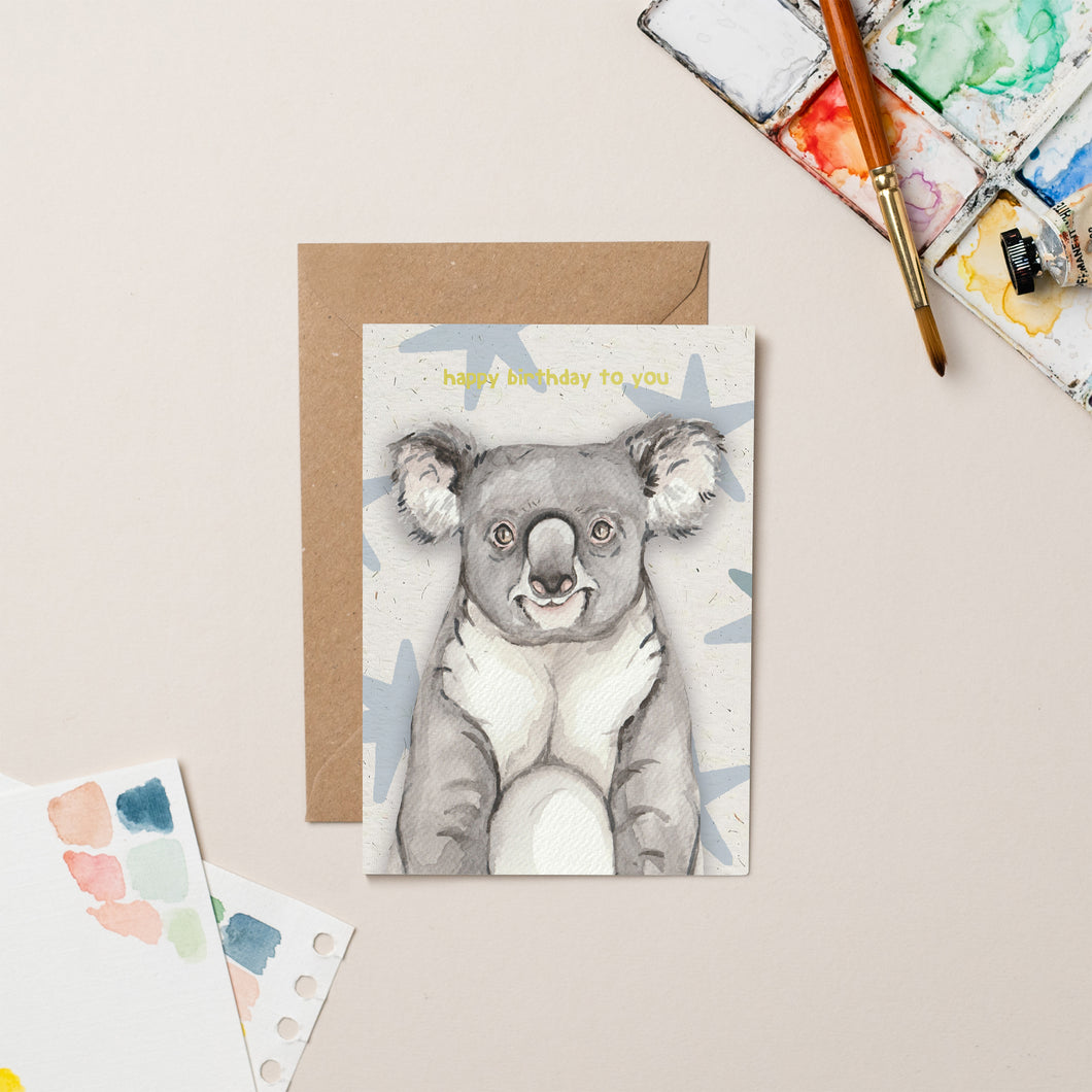 Koala Birthday card with Gold Foil