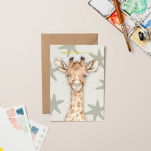 Load image into Gallery viewer, Giraffe Birthday card with Gold Foil
