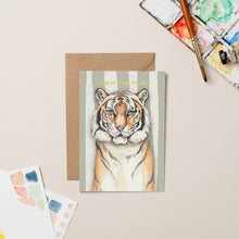 Load image into Gallery viewer, Tiger Birthday card with Gold Foil
