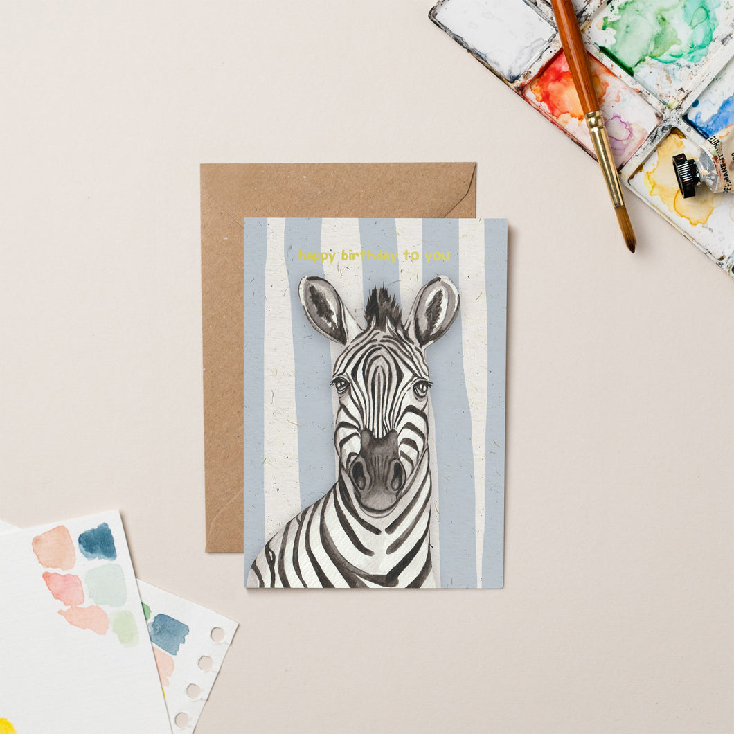 Zebra Birthday card with Gold Foil