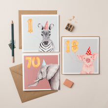 Load image into Gallery viewer, Zebra 1st Birthday card - lil wabbit

