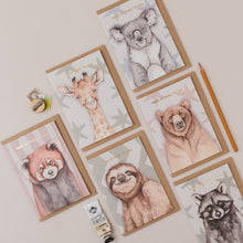Load image into Gallery viewer, Raccoon Birthday card with Gold Foil
