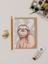 Load image into Gallery viewer, Sloth Birthday card with Gold Foil
