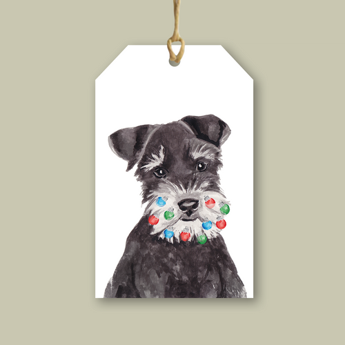 Schnauzer with Bauble Beard - Christmas Gift Tag - lil wabbit