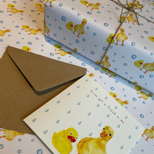 Load image into Gallery viewer, Duck with Rubber Duck Wrapping Paper Sheet - lil wabbit
