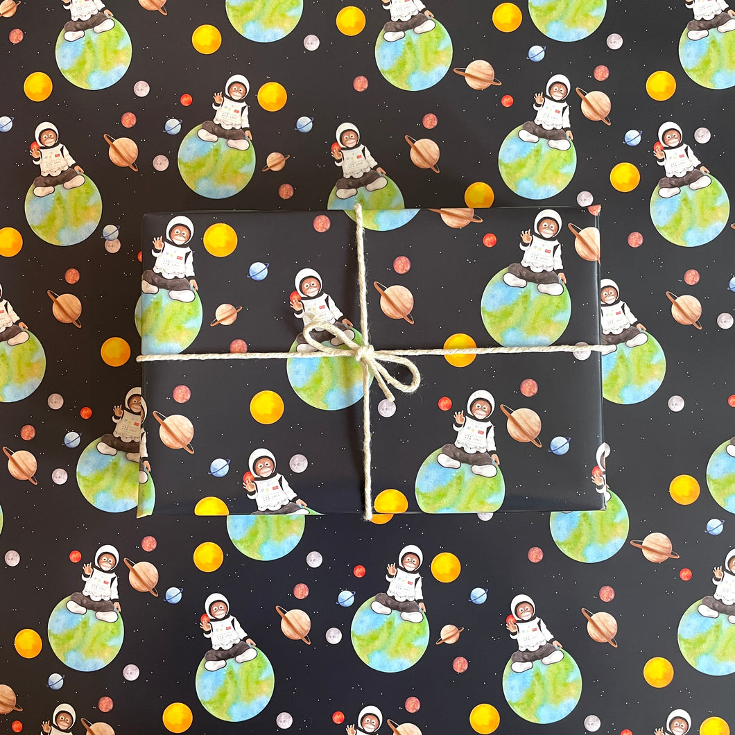 Oliver the Astronaut Wrapping Paper Sheet - lil wabbit