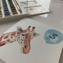 Load image into Gallery viewer, Giraffe 3rd Birthday Balloon card - lil wabbit
