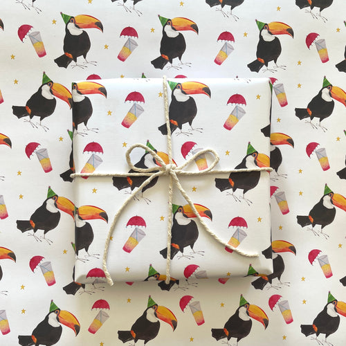 Party Toucan Wrapping Paper Sheet - lil wabbit