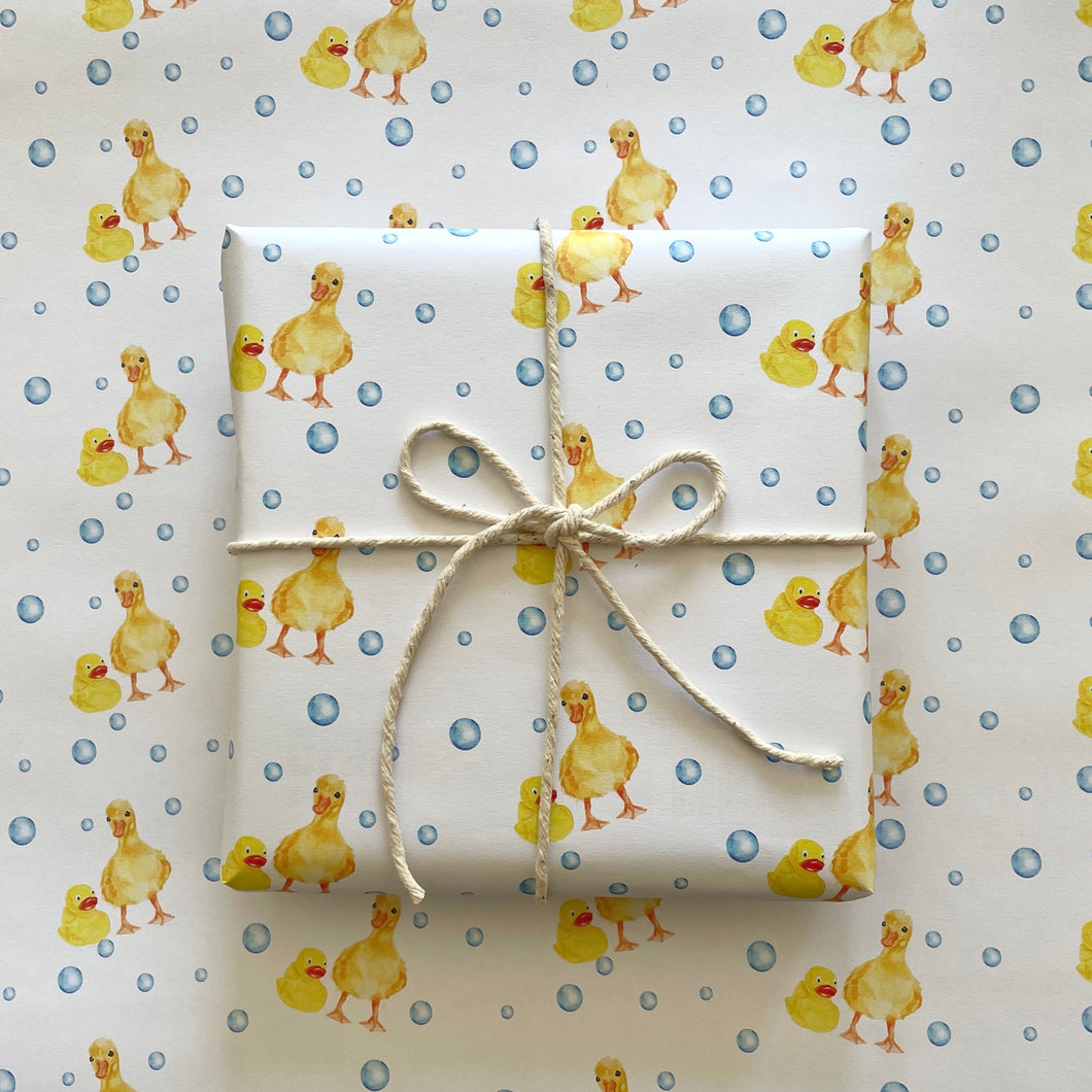 Duck with Rubber Duck Wrapping Paper Sheet - lil wabbit