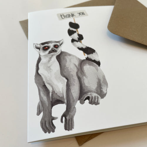 Thank You Lemur card - lil wabbit