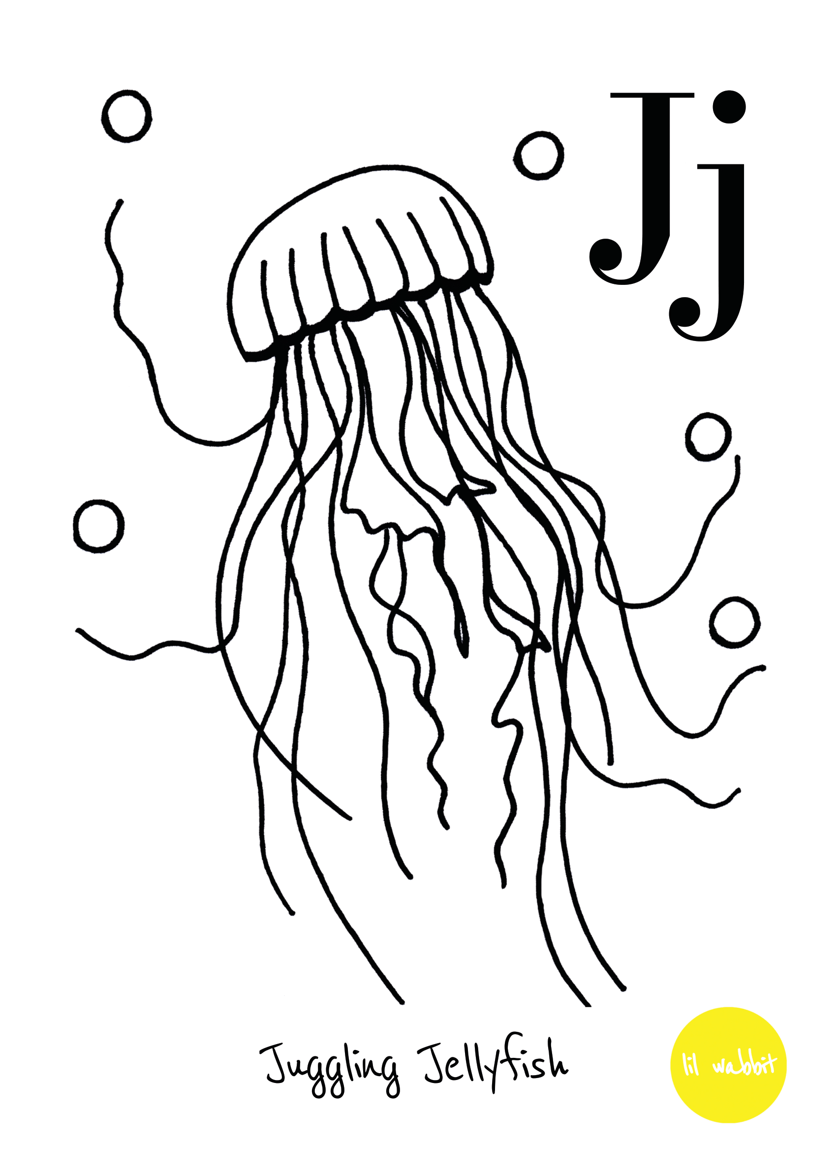 J Is For Jellyfish Coloring Page