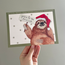 Load image into Gallery viewer, Father Christmas Sloth Postcard - lil wabbit
